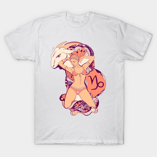 Peach Capricorn Beauty T-Shirt by kenallouis